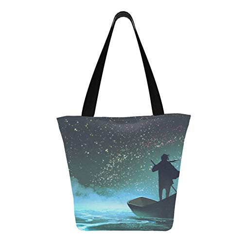 Un hombre remando un bote 11 × 7 × 13 pulgadas, lavable a máquina, resistente, bolso de mano de poliéster para mujeres, plegable, reutilizable, reutilizable, para compras Un hombre remando un bote 11 × 7 × 13 pulgadas, lavable a máquina, resistente, bolso de mano de poliéster para mujeres, plegable, reutilizable, reutilizable, para compras