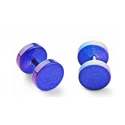 Un par de aretes con forma de mancuerna de acero de titanio de diseño único Un par de aretes con forma de mancuerna de acero de titanio de diseño único