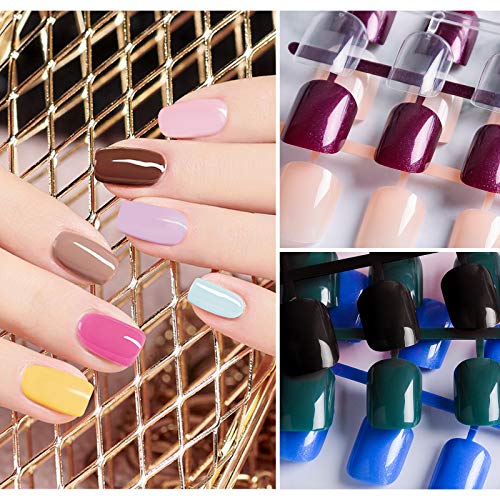 Uñas Postizas Colores Corto EBANKU 912 Piezas Bailarina Cubierta Completa Puntas Cuadradas Natural Falsas Uñas Artificiales Manicura Nail Art para Mujeres Niñas