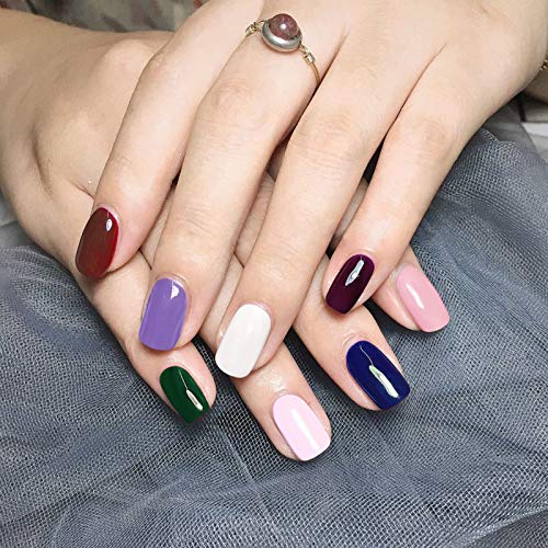 Uñas Postizas Colores Corto EBANKU 912 Piezas Bailarina Cubierta Completa Puntas Cuadradas Natural Falsas Uñas Artificiales Manicura Nail Art para Mujeres Niñas