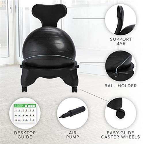 Unbne Balance Ball Chair, Balón Robusto, Antideslizante y Hipoalergénico,Bola para Pilates, Yoga, Fitness, Embarazo y Sentarse.