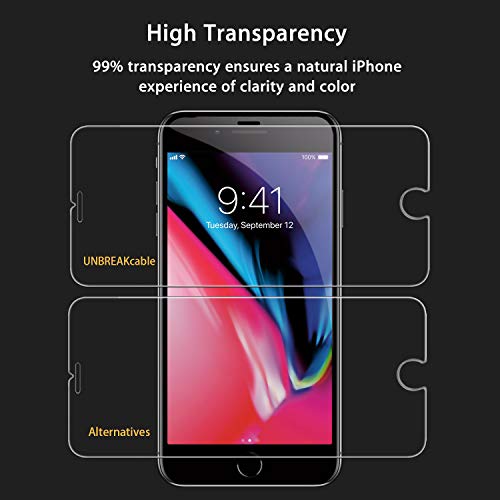 UNBREAKcable Protector Pantalla para iPhone 7 Plus/ 8 Plus [2 Paquete], Cristal Templado para iPhone 7 Plus/ 8 Plus con 2.5D Series de Doble Defensa Premium [Anti-rasguños, sin Burbujas]