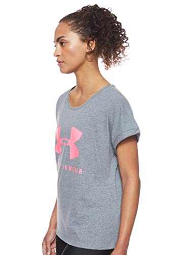 Under Armour Graphic Sportstyle Fashion SSC Camiseta, Mujer, Gris (Pitch Gray Light Heather/Mojo Pink 012), S