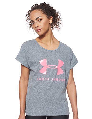 Under Armour Graphic Sportstyle Fashion SSC Camiseta, Mujer, Gris (Pitch Gray Light Heather/Mojo Pink 012), S