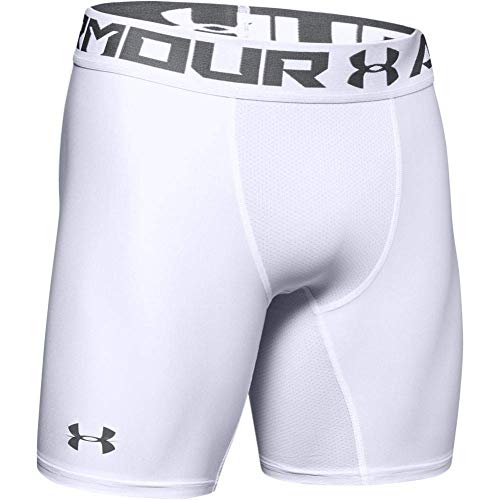 Under Armour HeatGear ARMOUR 2.0 COMP Shorts, Pantalón Corto Hombre, Blanco (White/Graphite 100), M Under Armour HeatGear ARMOUR 2.0 COMP Shorts, Pantalón Corto Hombre, Blanco (White/Graphite 100), M