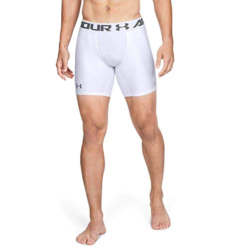 Under Armour HeatGear ARMOUR 2.0 COMP Shorts, Pantalón Corto Hombre, Blanco (White/Graphite 100), S