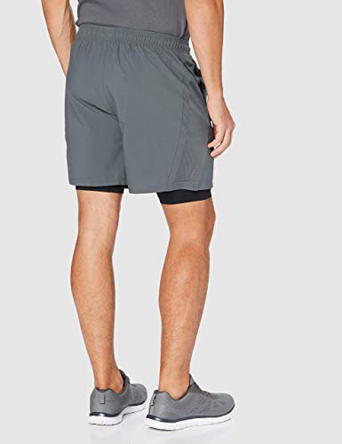 Under Armour Launch Sw 2-In-1 Short Pantalones Cortos, Hombre, Gris/Negro/Reflectante (013), MD