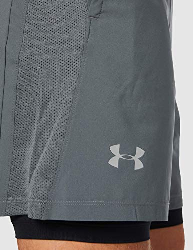 Under Armour Launch Sw 2-In-1 Short Pantalones Cortos, Hombre, Gris/Negro/Reflectante (013), MD