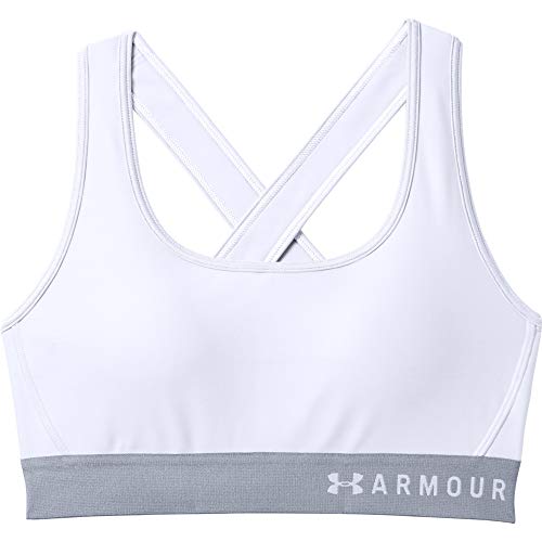 Under Armour Mujer Mid Crossback, Sujetador deportivo,Mujer,Medium,Blanco (Blanco / Acero / Negro (100)