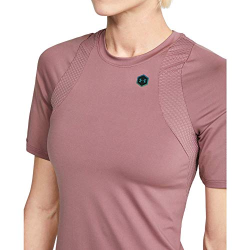 Under Armour Rush Camiseta Ajustada Transpirable con tecnología Rush, Camiseta de Manga Corta de Corte Ajustado, Mujer, Rosa, XL