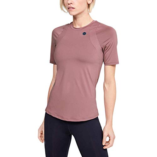 Under Armour Rush Camiseta Ajustada Transpirable con tecnología Rush, Camiseta de Manga Corta de Corte Ajustado, Mujer, Rosa, XL