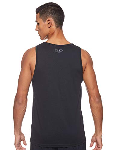 Under Armour Sportstyle Camiseta sin mangas con logotipo, ropa deportiva para hombres hecha de tejido ultrasuave, ancha camiseta de tirantes, Black/Black/Black (001), LG