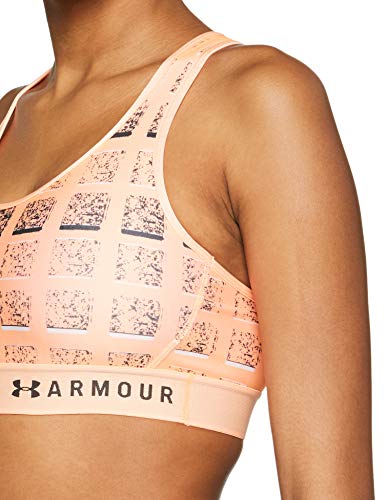 Under Armour - Sujetador Deportivo con Estampado de Ojo de Cerradura para Mujer, Mujer, Sujetador Deportivo, 1307197-906, Peach Horizon/Carbón Vegetal, XS