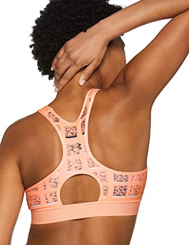 Under Armour - Sujetador Deportivo con Estampado de Ojo de Cerradura para Mujer, Mujer, Sujetador Deportivo, 1307197-906, Peach Horizon/Carbón Vegetal, XS