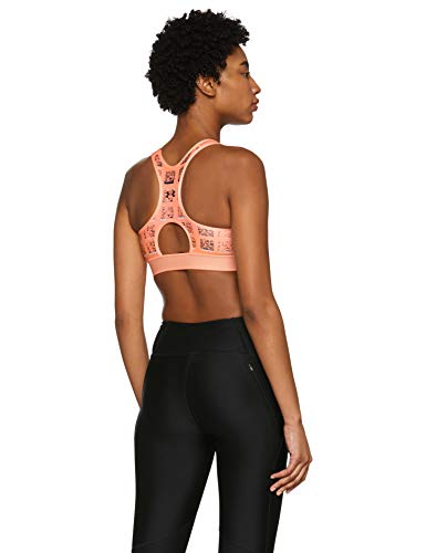 Under Armour - Sujetador Deportivo con Estampado de Ojo de Cerradura para Mujer, Mujer, Sujetador Deportivo, 1307197-906, Peach Horizon/Carbón Vegetal, XS