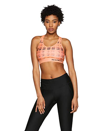 Under Armour - Sujetador Deportivo con Estampado de Ojo de Cerradura para Mujer, Mujer, Sujetador Deportivo, 1307197-906, Peach Horizon/Carbón Vegetal, XS Under Armour - Sujetador Deportivo con Estampado de Ojo de Cerradura para Mujer, Mujer, Sujetador Deportivo, 1307197-906, Peach Horizon/Carbón Vegetal, XS