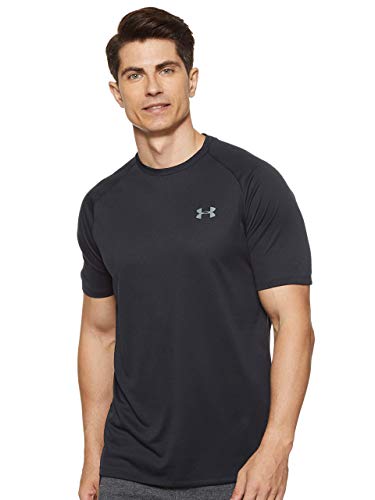 Under Armour Tech 2.0. Camiseta masculina, camiseta transpirable, ancha camiseta para gimnasio de manga corta y secado rápido, Black/Graphite (001), SM