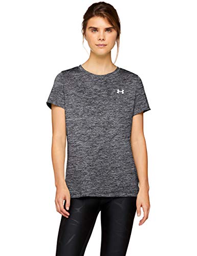 Under Armour Tech Short Sleeve-Twist Camiseta, Mujer, (Black/Metallic Silver (001), M