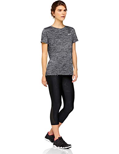 Under Armour Tech Short Sleeve-Twist Camiseta, Mujer, (Black/Metallic Silver (001), M