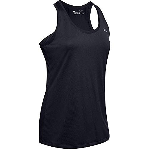 Under Armour Tech Tank - Solid Camiseta Para Correr, Camiseta Ancha Para Mujer Mujer Negro (Black/Metallic Silver 001) XS