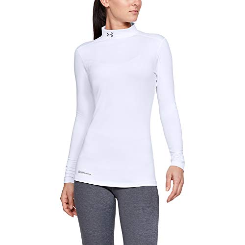 Under Armour UA Coldgear Authentics Mock Camiseta de Manga Larga, Mujer, Blanco White, XL