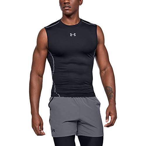 Under Armour UA HeatGear ARMOUR Sleeveless, Camiseta Sin Mangas Hombre, Negro (Black/Steel 001), M Under Armour UA HeatGear ARMOUR Sleeveless, Camiseta Sin Mangas Hombre, Negro (Black/Steel 001), M
