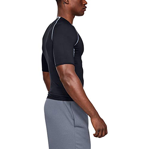 Under Armour UA Heatgear Short Sleeve Camiseta, Hombre, Negro (Black/Steel (001), L Under Armour UA Heatgear Short Sleeve Camiseta, Hombre, Negro (Black/Steel (001), L