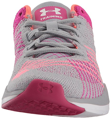 Under Armour Women's Threadborne Push Training Shoes, Zapatillas Deportivas, Overcast Gray 102 Tropic Pink, 35 EU