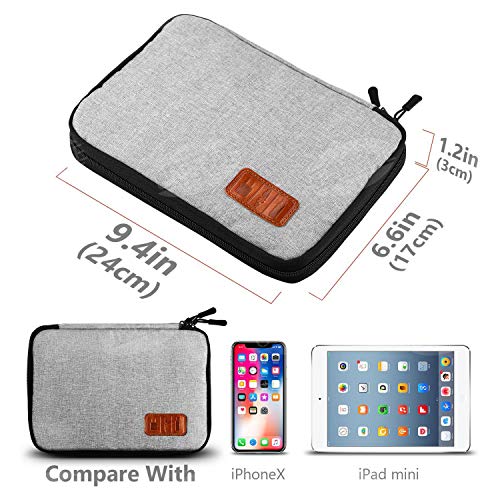UNEEDE 2018 Cable Organizer Bag Cremallera Doble Universal Storage Case 9.4 x 6.6 Pulgadas, Gris UNEEDE 2018 Cable Organizer Bag Cremallera Doble Universal Storage Case 9.4 x 6.6 Pulgadas, Gris