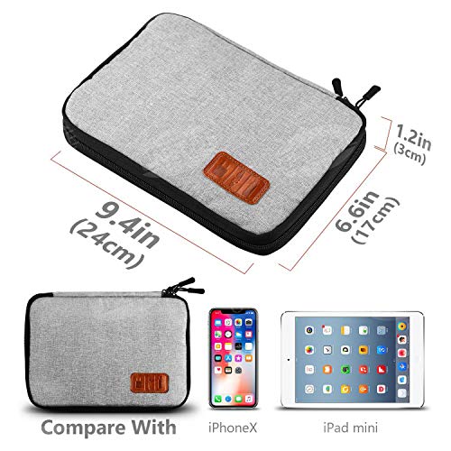 UNEEDE 2018 Cable Organizer Bag Cremallera Doble Universal Storage Case 9.4 x 6.6 Pulgadas, Gris