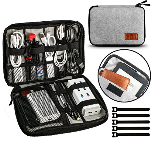 UNEEDE 2018 Cable Organizer Bag Cremallera Doble Universal Storage Case 9.4 x 6.6 Pulgadas, Gris UNEEDE 2018 Cable Organizer Bag Cremallera Doble Universal Storage Case 9.4 x 6.6 Pulgadas, Gris