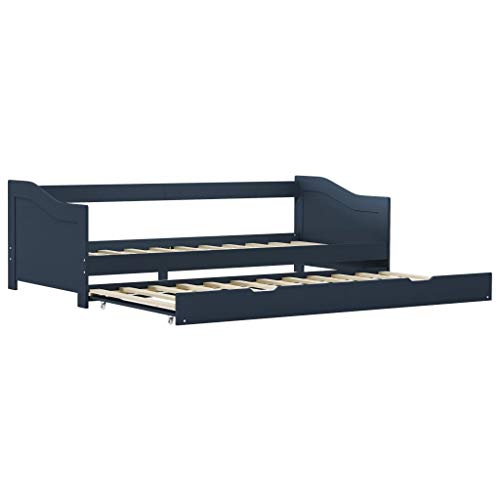 UnfadeMemory Marco de Cama Nido con Ruedas y Listones,Sofá Cama,90x200cm,Muebles de Hogar,Madera Maciza de Pino (Gris) UnfadeMemory Marco de Cama Nido con Ruedas y Listones,Sofá Cama,90x200cm,Muebles de Hogar,Madera Maciza de Pino (Gris)