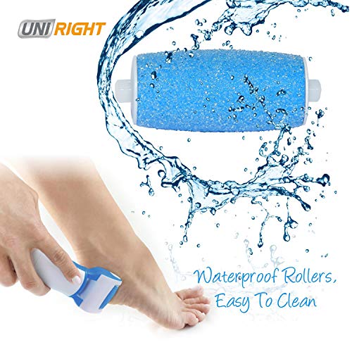 UNI RIGHT Electric Foot File, Pedicure Feet Care Machine with 2 Rollers, Dead Skin Removal,Hard Foot Skin Smooth Exfoliating for Foot Spa/Rechargeable Pedicure Hard Skin Remover (Roller Head) …