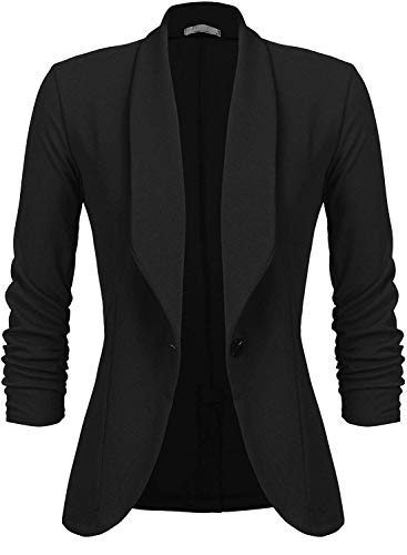 Uni-Wert Blazer Mujer Chaqueta de Traje Slim Fit Elegante Casual Oficina Negocios Outwear Solapa Manga 3/4 Chaqueta de Traje para Mujer