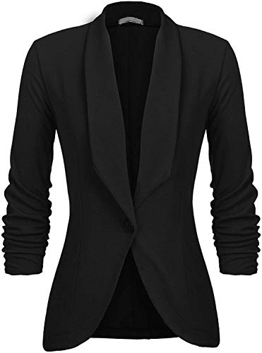 Uni-Wert Blazer Mujer Chaqueta de Traje Slim Fit Elegante Casual Oficina Negocios Outwear Solapa Manga 3/4 Chaqueta de Traje para Mujer