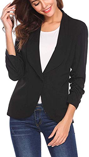 Uni-Wert Blazer Mujer Chaqueta de Traje Slim Fit Elegante Casual Oficina Negocios Outwear Solapa Manga 3/4 Chaqueta de Traje para Mujer