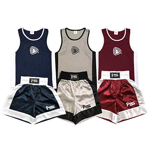 Uniforme de de Boxeo para niños - Conjunto de 2 Piezas (Camiseta y Pantalones Cortos) - para niños de 3 a 14 años - 7-8 años, Granate Uniforme de de Boxeo para niños - Conjunto de 2 Piezas (Camiseta y Pantalones Cortos) - para niños de 3 a 14 años - 7-8 años, Granate