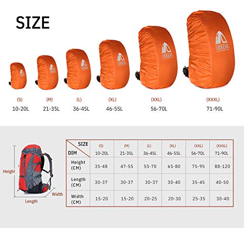 Unigear Funda Impermeable para Mochila 15~80L Cubierta de Bolsa Bolso Protector de Lluvia para Camping Senderismo Excursionismo Unigear Funda Impermeable para Mochila 15~80L Cubierta de Bolsa Bolso Protector de Lluvia para Camping Senderismo Excursionismo