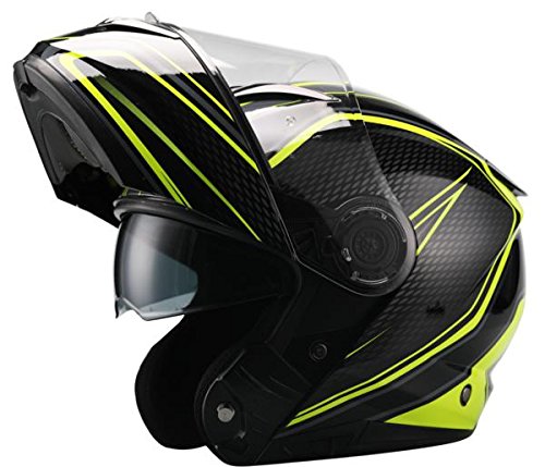 Unik Cm-13 Casco Modular con Visera Solar, Amarillo Fluorescente, L Unik Cm-13 Casco Modular con Visera Solar, Amarillo Fluorescente, L