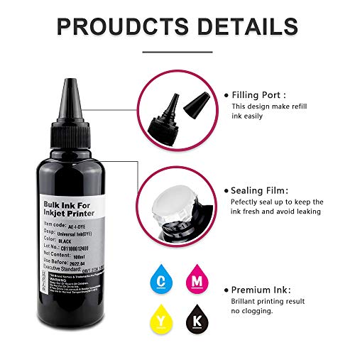 UniPlus Kit de Recarga, 4x 100ml Kit de Recarga Cartuchos de Tinta HP301 HP302 para Brother, HP, Epson, Canon, DELL, Lexmark Impresoras Cartuchos de Tinta Recargables y Sistemas CISS (BK/C/M/Y) UniPlus Kit de Recarga, 4x 100ml Kit de Recarga Cartuchos de Tinta HP301 HP302 para Brother, HP, Epson, Canon, DELL, Lexmark Impresoras Cartuchos de Tinta Recargables y Sistemas CISS (BK/C/M/Y)