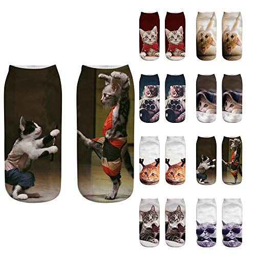 Unisex Divertido Calcetines Lindos 3D Moda Gato Impreso Calcetines Casuales Calcetines Para Mujer Lindo Tobillo De Corte Bajo