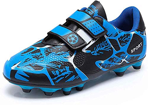 Unisex-Niños Zapatillas de Fútbol Niño 31 Spike Botas de Fútbo FG/AG Libre Atletismo Zapatos de Entrenamiento Profesionales Césped Artificial Zapatos de Fútbol Training Zapatos De Interior Azul