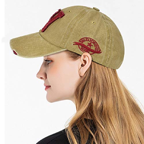 Unisex Verano Gorra De Béisbol Algodón Color Sólido Gorra Snapback Casuales Letra W Sombrero Vaquero Gorra Trucker Molienda Borde Haga Viejo Sombrero para Hombres Mujeres (Caqui)