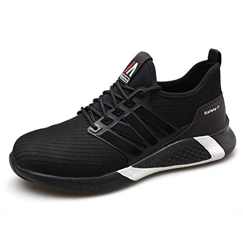 Unisex Zapatillas de Seguridad con Puntera de Acero Hombre Mujer Zapatos de Trabajo Transpirables Antideslizante Ligeras Comodas Zapatillas de Senderismo (Color : Black, Size : 38)