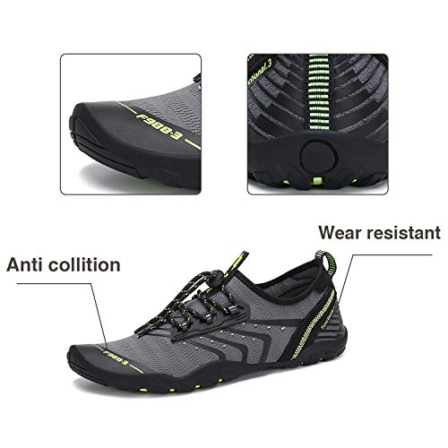 Unisex Zapatos de Agua Deportes Acuáticos Calzado de Natación Escarpines Hombre Mujer para Buceo Snorkel Surf Piscina Playa Vela Mar Río Aqua Cycling, Gris 44