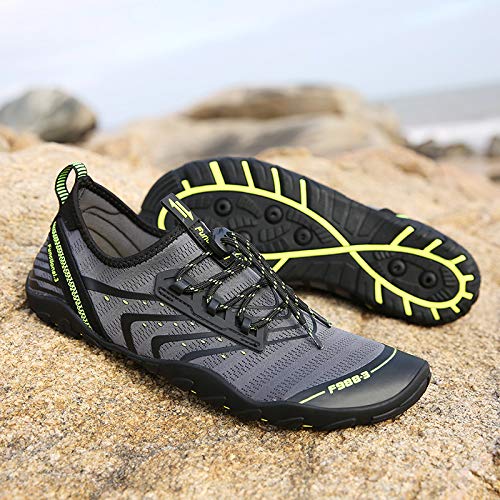 Unisex Zapatos de Agua Deportes Acuáticos Calzado de Natación Escarpines Hombre Mujer para Buceo Snorkel Surf Piscina Playa Vela Mar Río Aqua Cycling, Gris 44