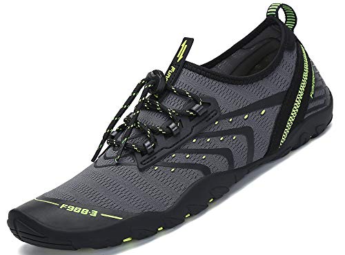 Unisex Zapatos de Agua Deportes Acuáticos Calzado de Natación Escarpines Hombre Mujer para Buceo Snorkel Surf Piscina Playa Vela Mar Río Aqua Cycling, Gris 44