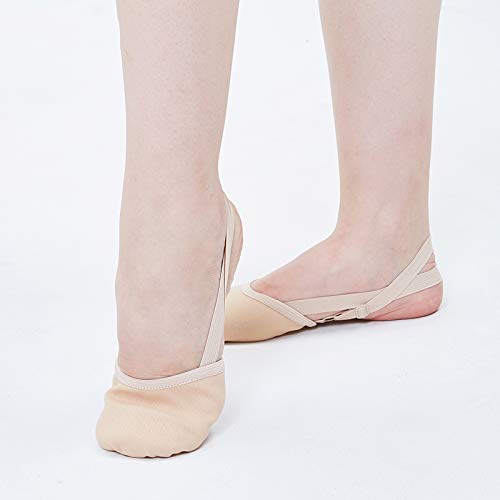 Unityoung Calcetines suaves de punto de la mitad de la gimnasia rítmica del dedo del pie de los zapatos elásticos de la danza de los pies de protección de los zapatos de salón