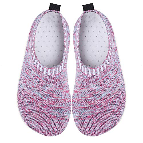 Unitysow Zapatillas de Estar por Casa para Niños Ligeras de Punto Antideslizantes Calcetines Zapatillas con Suela de Goma,Morado,34-35 EU