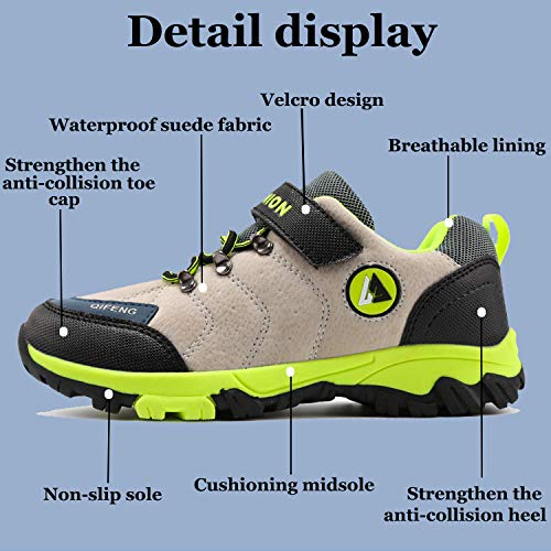 Unitysow Zapatos de Niños Zapatillas de Senderismo Botas de Montaña Impermeables Deportiva al Aire Libre Senderismo Calzado de Trekking EU31-40,Marrón,EU32